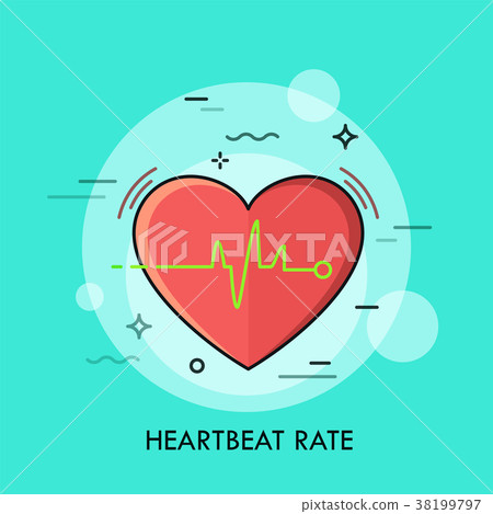 Red heart and heartbeat rate rhythm or Red heart and heartbeat rate rhythm or 38199797