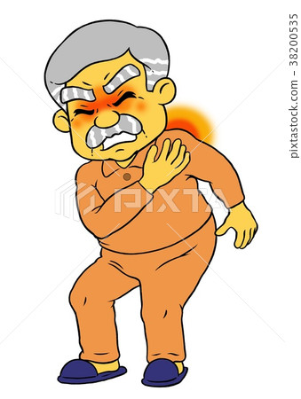 Senior man suffering from shoulder pain 38200535