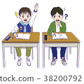 Elementary school student who works hard to study 38200792