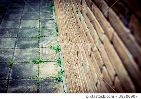 Old brick wall texture with floor Old brick wall texture with floor 38200907