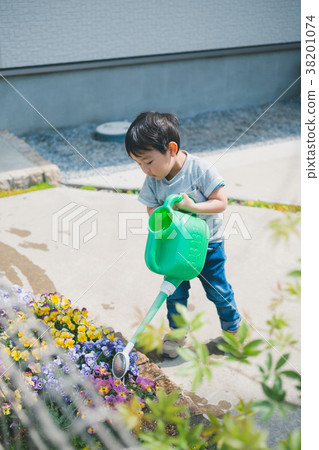watering plants, younger, bloom 38201074