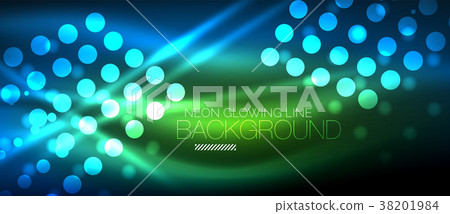 Circle abstract lights, blue neon glowing 38201984