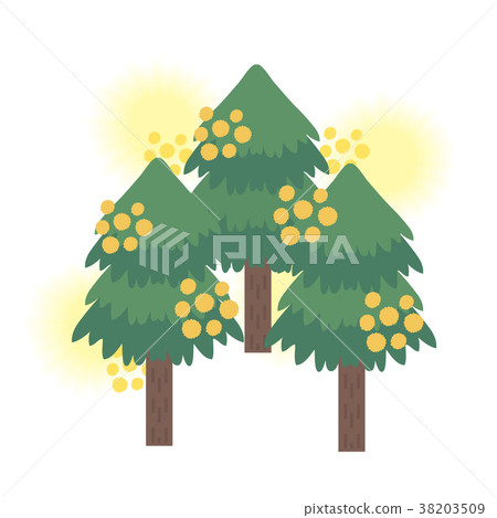 Pollinosis cedar tree illustration 38203509