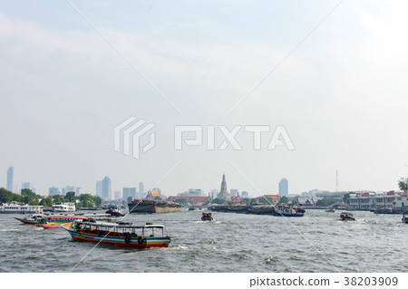 Landscape, cityscape from Thailand, Bangkok, Chao Phraya River 38203909