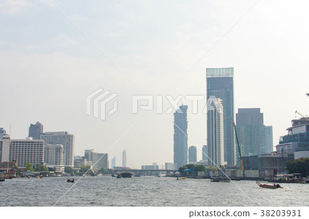 Landscape, buildings from Chao Phraya River, Thailand, Bangkok 38203931