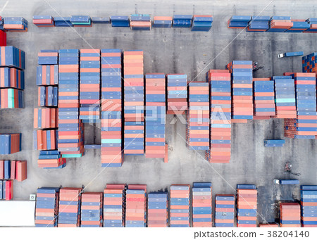 Large container shipping at shipping yard 38204140