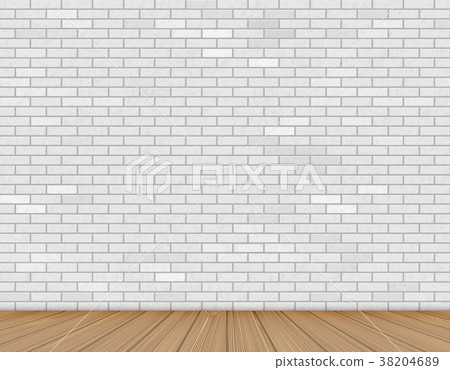 Wall of white brick and wooden floor Wall of white brick and wooden floor 38204689