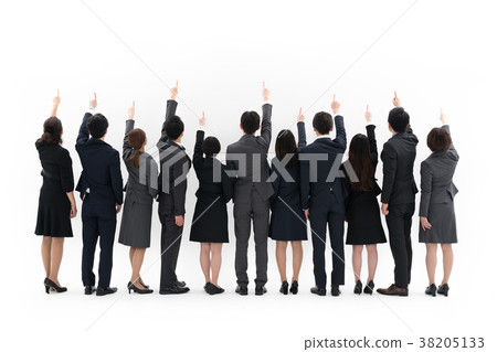 Business people large number back view pointing 38205133