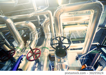 Industrial zone, Steel pipelines, valves and cable 38205624