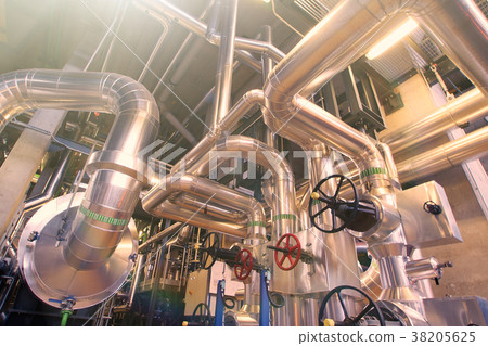 Industrial zone, Steel pipelines, valves and cable 38205625