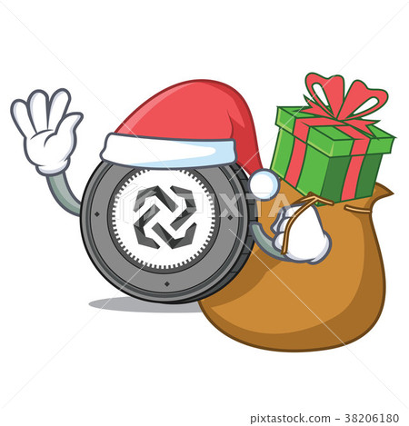 Santa with gift Bytom coin mascot cartoon Santa with gift Bytom coin mascot cartoon 38206180