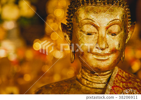 Smile of the golden Buddha, Face of gold buddha Smile of the golden Buddha, Face of gold buddha 38206911