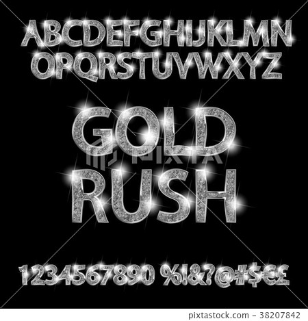 Gold rush. Silver alphabetic fonts and numbers Gold rush. Silver alphabetic fonts and numbers 38207842