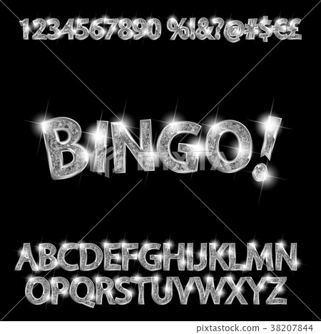 Bingo. Silver glowing alphabet and numbers Bingo. Silver glowing alphabet and numbers 38207844