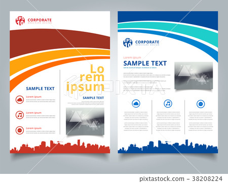 Brochure Template blue and red curve line graphic 38208224