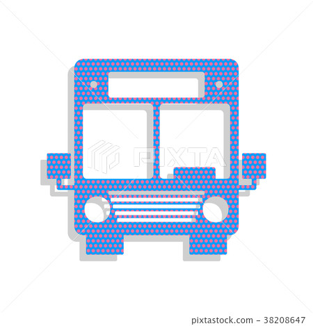 Bus sign illustration. Vector. Neon blue icon with Bus sign illustration. Vector. Neon blue icon with 38208647