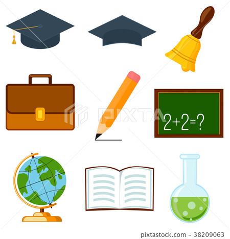 Icon collection set cartoon poster school college 38209063