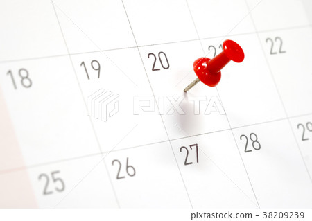 Embroidered red pins on a calendar on the 20th Embroidered red pins on a calendar on the 20th 38209239