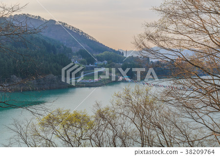 Landscape of Akaya lake in the early morning of spring 38209764