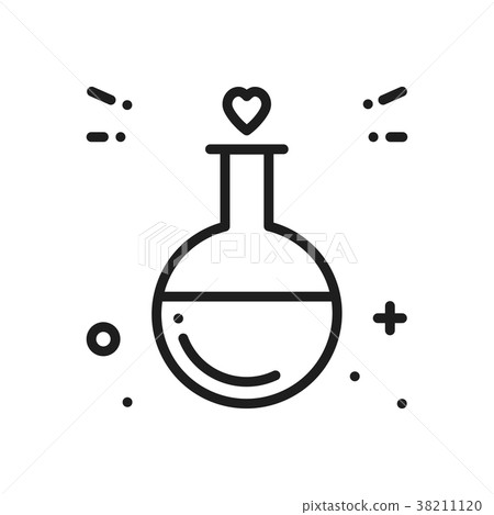 Love chemistry line icon. Test tube love fluid Love chemistry line icon. Test tube love fluid 38211120