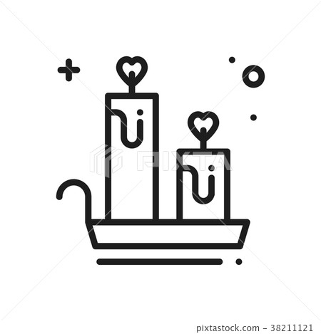 Aroma candle line icon. Heart sign and symbol Aroma candle line icon. Heart sign and symbol 38211121