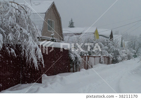 Village in the winter with snow Village in the winter with snow 38211170