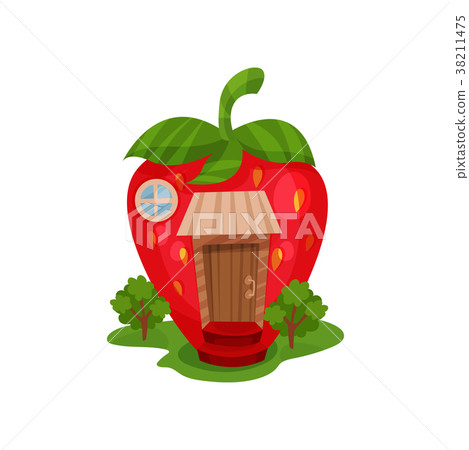Fairy house in form of red ripe strawberry and Fairy house in form of red ripe strawberry and 38211475