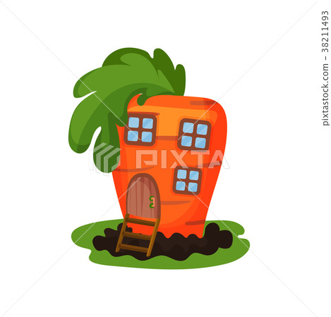 Cartoon illustration of fantasy carrot house with 38211493