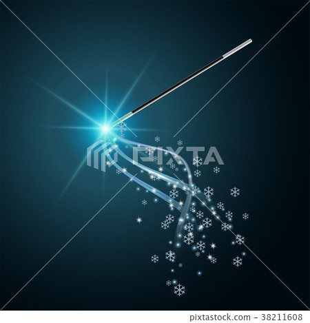 Magic wand with flying snowflakes 38211608