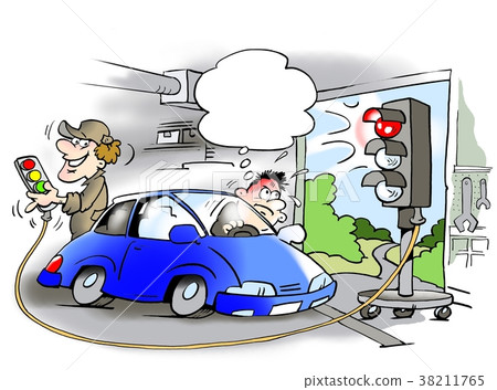 The mechanic gets traffic lights in the garage 38211765