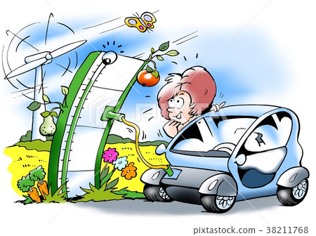 Electric car that gets fresh supplies 38211768