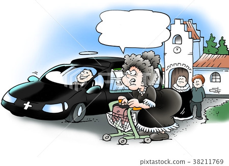 Old lady looking at the funeral Old lady looking at the funeral 38211769