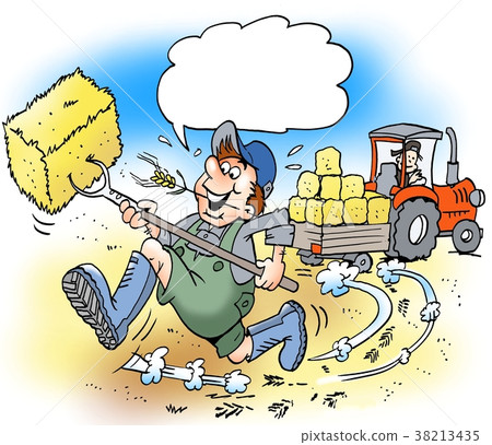 Cartoon illustration of a happy farmer  38213435