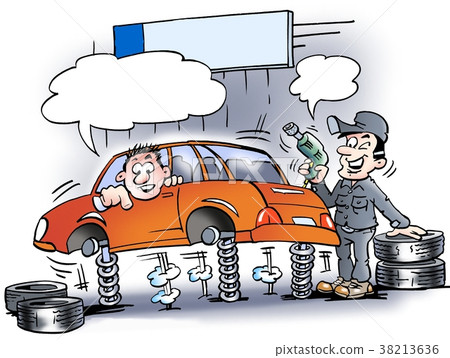 Cartoon illustration of a mechanic  38213636