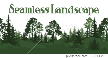 Seamless, Summer Forest Silhouettes Seamless, Summer Forest Silhouettes 38214348