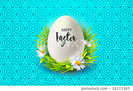 Easter and realistic egg in grass Easter and realistic egg in grass 38215365