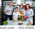 happy smiling caucasian family in the kitchen 38216066