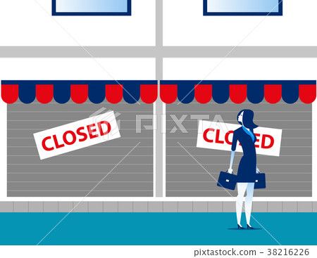 Businesswoman sad and looking at her small 38216226