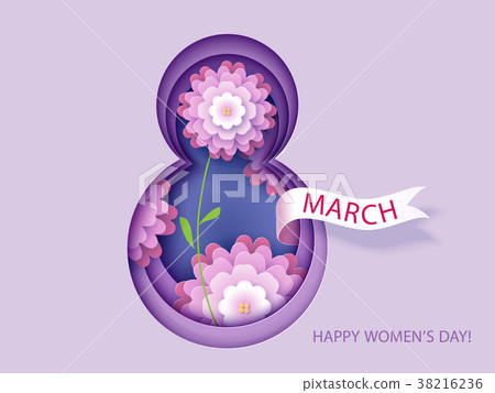 Flowers inside number eight cut from paper 38216236