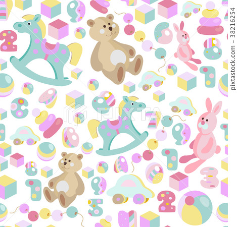 Kids toys pastel seamless pattern Kids toys pastel seamless pattern 38216254