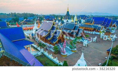 aerial view at great temple Wat Den in Chaing Mai aerial view at great temple Wat Den in Chaing Mai 38216320