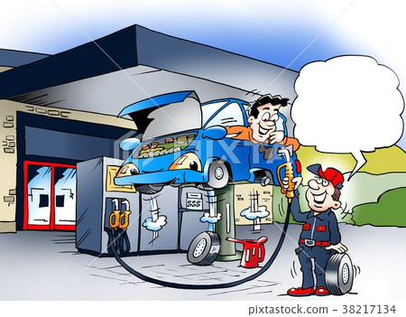 Cartoon illustration of car and wheel shift 38217134