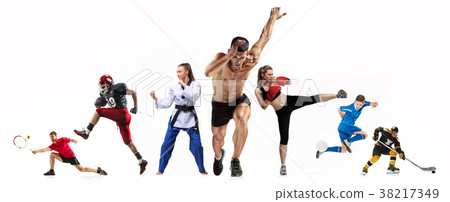 Sport collage about boxing, soccer, american Sport collage about boxing, soccer, american 38217349