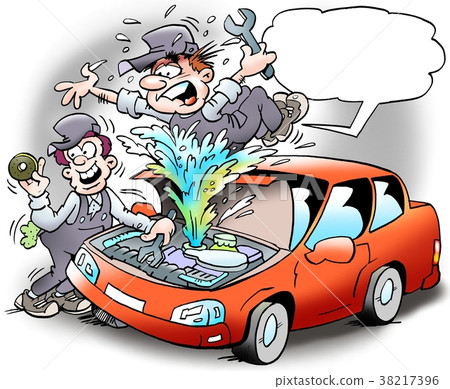 Cartoon illustration of a mechanic  38217396