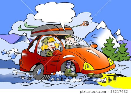 Cartoon illustration of a Family on ski trip 38217482