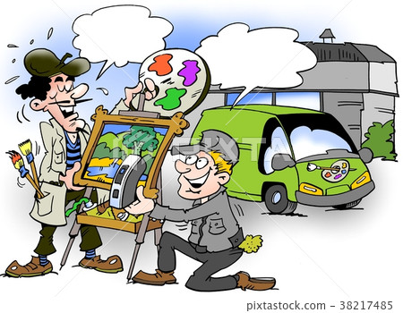 Cartoon illustration of A nature painter Cartoon illustration of A nature painter 38217485