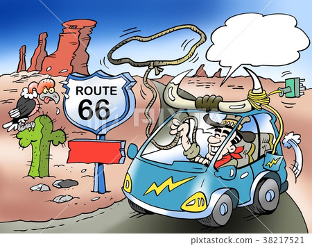 Cartoon illustration of of a happy cowboy 38217521