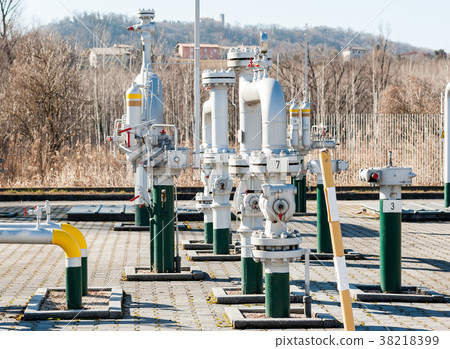 Control station and gas pipe line junction. Pipe 38218399