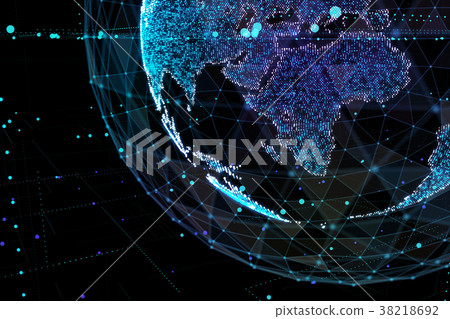 Communication in digital network. Earth Globe. 3d Communication in digital network. Earth Globe. 3d 38218692