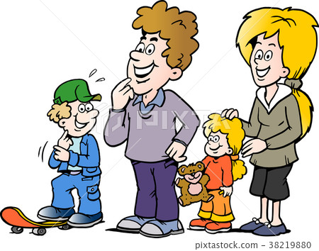 Cartoon Vector illustration of a happy family Cartoon Vector illustration of a happy family 38219880